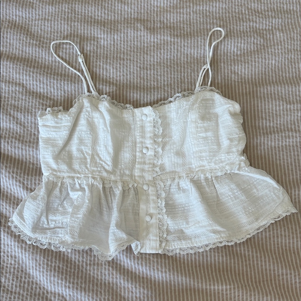 American Threads Ivory Lace Detail Top